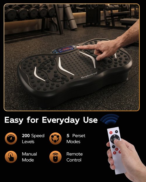 Vibration Plate Exercise Machine, 200 Speeds Vibrating Plate for Lymphatic Drainage, Vibrating Shaking Full Body Shaker Workout, Vibration Fitness Platform for Weight Loss, for Home, Classic Black
