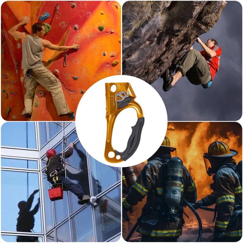 RESQT Hand Ascender, Rock Climbing Tree Arborist Rappelling Gear Equipment Rope Ascender Rope Clamp for 8~13MM Rope(Right Hand-Orange)