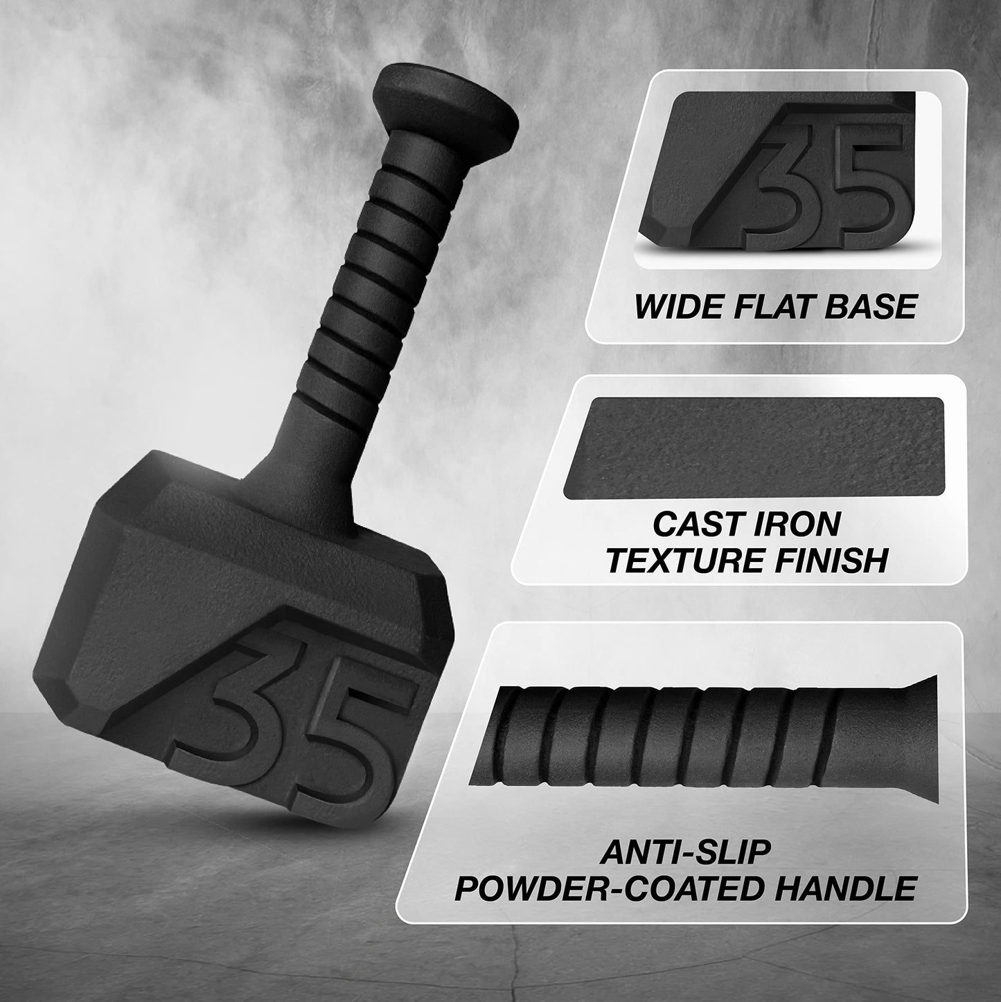 Yes4All Special Shape Hammer 35 lbs Kettlebell Anti Slip Handle Workout for Macebell Weights Exercises, Push up, Handle Grip Strength Training Equipment