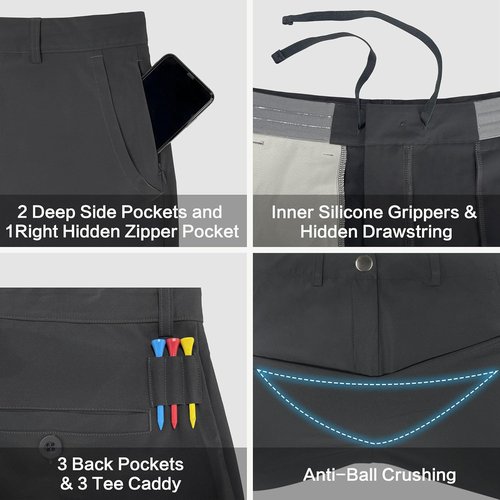 JWM Men's Golf Dress Pants - Stretchy Comfort Trousers | Quick-Dry Lightweight | 30"/32"/34" Sizes