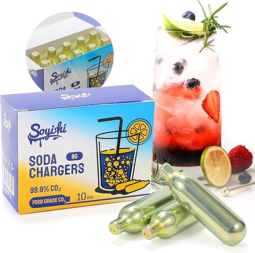 CO2 Soda Chargers - Food Grade 8g Cartridges for Soda Makers | Non-Threaded, 10 Pack
