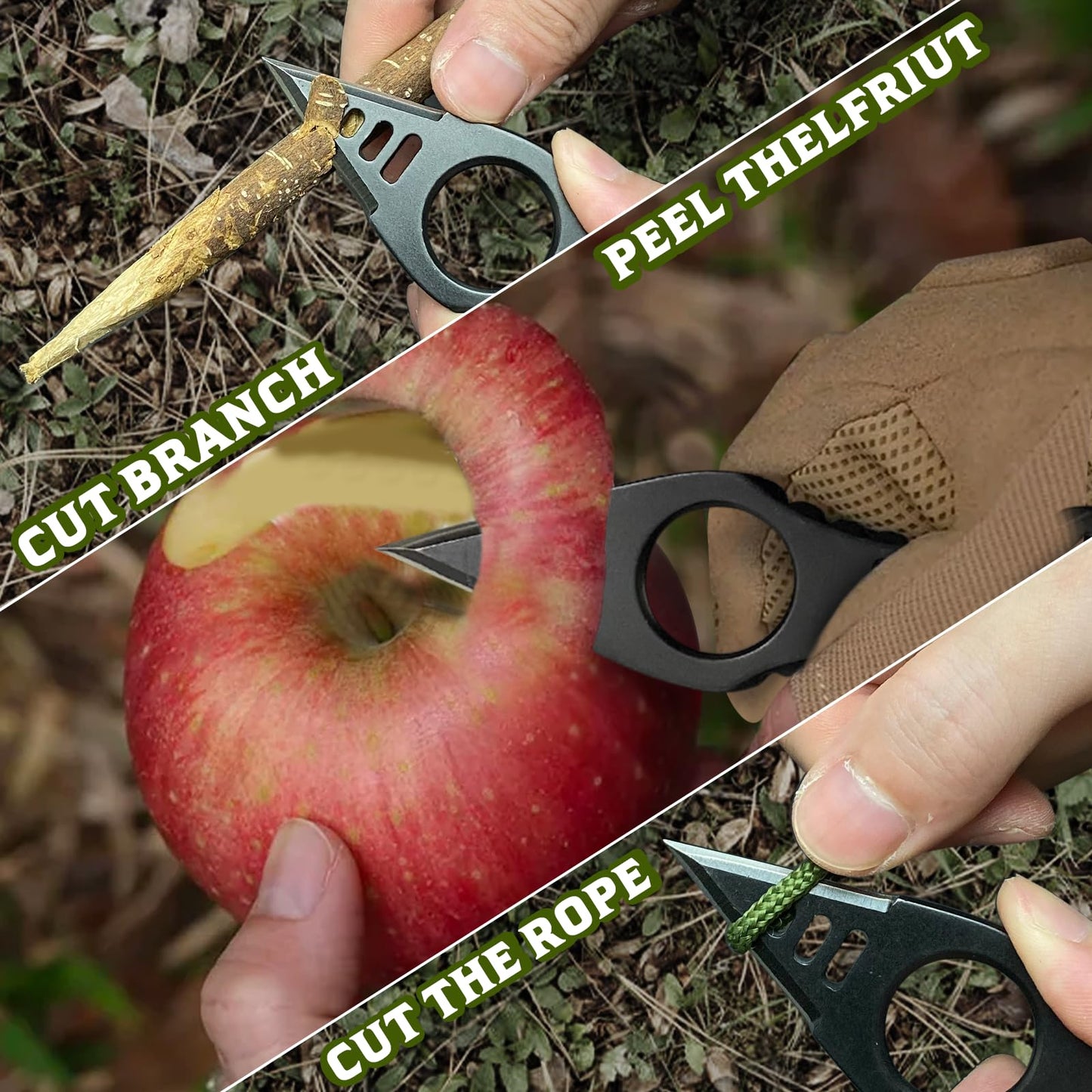 LIUGEYI Neck Knife with Sheath and Necklace, 4.4'' Small EDC Fixed Blade Knives for Men, Outdoor, Survival, Camping Gear