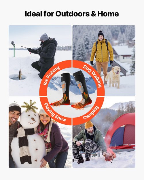 VEVOR Heated Socks, 5000mAh Battery Powered Rechargeable Heating Socks with 4 Heating Levels, Electric Heated Sock with APP Control for Men Women, Foot Warmer for Hunting Riding Camping Hiking