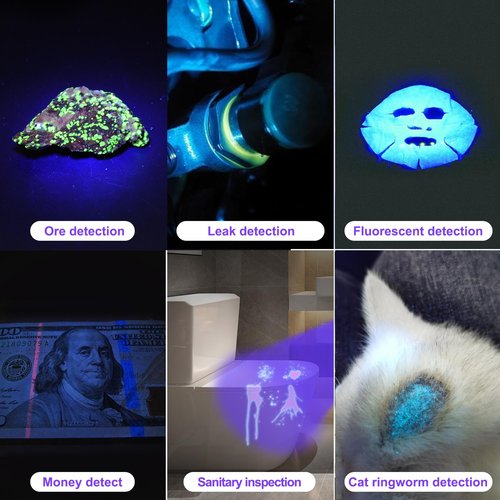 DARKDAWN UV 365nm Light Blacklight High Power, 20W Ultraviolet Flashlight USB-C Rechargeable with Black Mirror, 3 LEDs Mini Woods Lamp for Dog/Cat Urine Detector, Anti-counterfeiting Identification