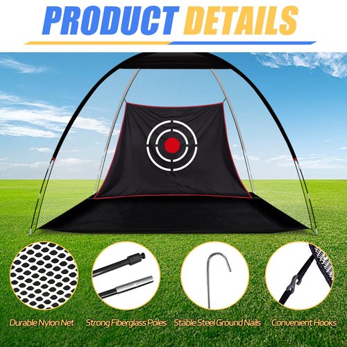ANDGOAL Golf Net for Backyard Driving Range: 10x6x6.5ft Heavy Duty Nylon Practice Set with Mat - Stable Iron Base Chipping Hitting Target Indoor Outdoor