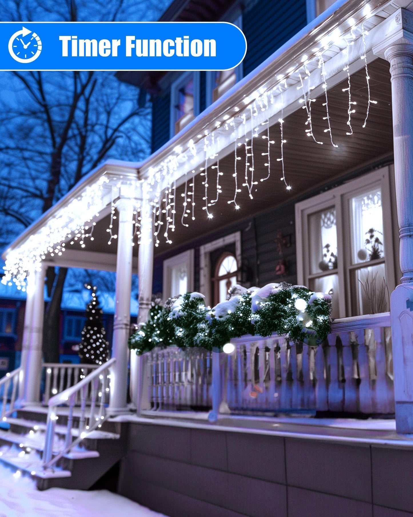 Minetom Icicle Lights for Outside, 100Ft 832 LED White Christmas Lights with 156 Drops,Outdoor Icicle Christmas Light with Remote and Timer for House Roof, Pure White