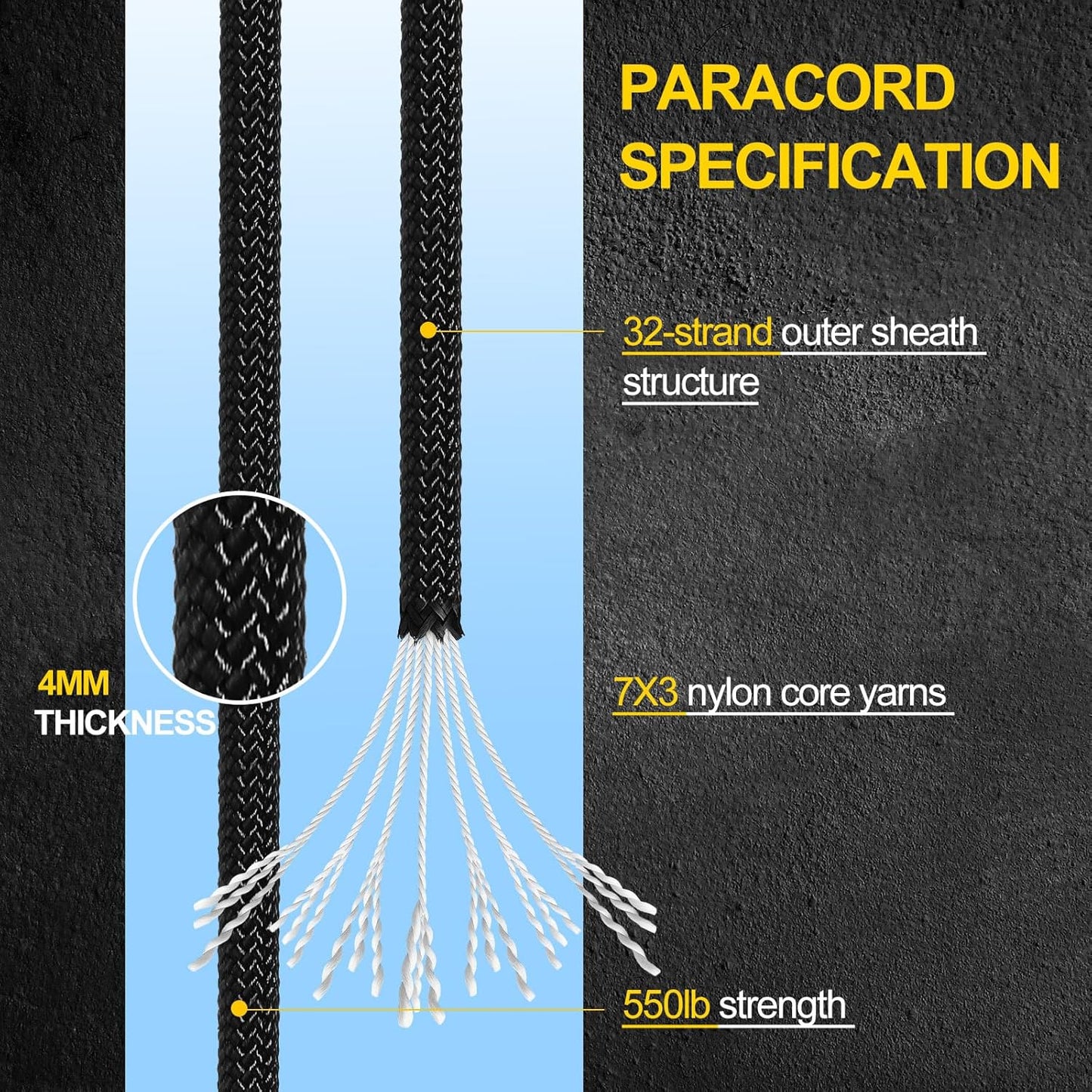 SATINIOR Paracord Rope 1250ft | 7 Strand Core Tactical Parachute Cord - Durable Utility Rope for Survival, Hunting & Camping