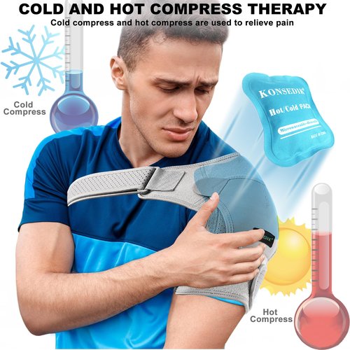 KONSEDIK Compression Recovery Shoulder Brace Immobilizer for Torn Rotator Cuff,AC Joint Pain Relief,Dislocation,Arm Stability,Injuries,Tears,Adjustable Fit Supports for Men&Women(Gray, Medium)