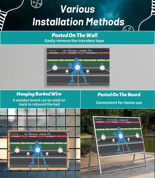 KEALEA Pickleball Training Pad, Practice Pickleball Dink Skill and Training Aid Equipment for Indoor and Outdoor Training Court