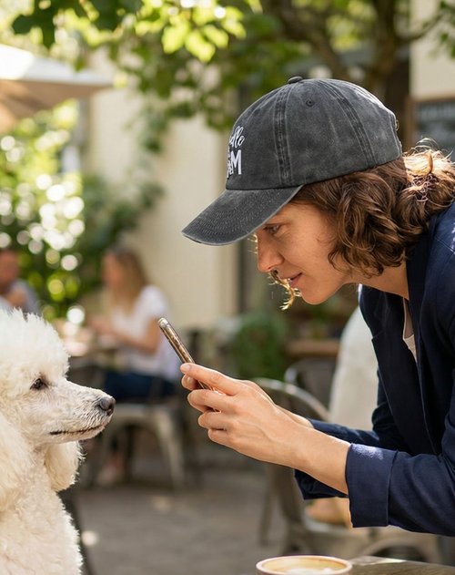 InnoBeta Poodle Gifts Cap for Women - Adjustable Vintage Washed Cotton Embroidered Hat - Dog Mom Pet Lover Gift - Grey