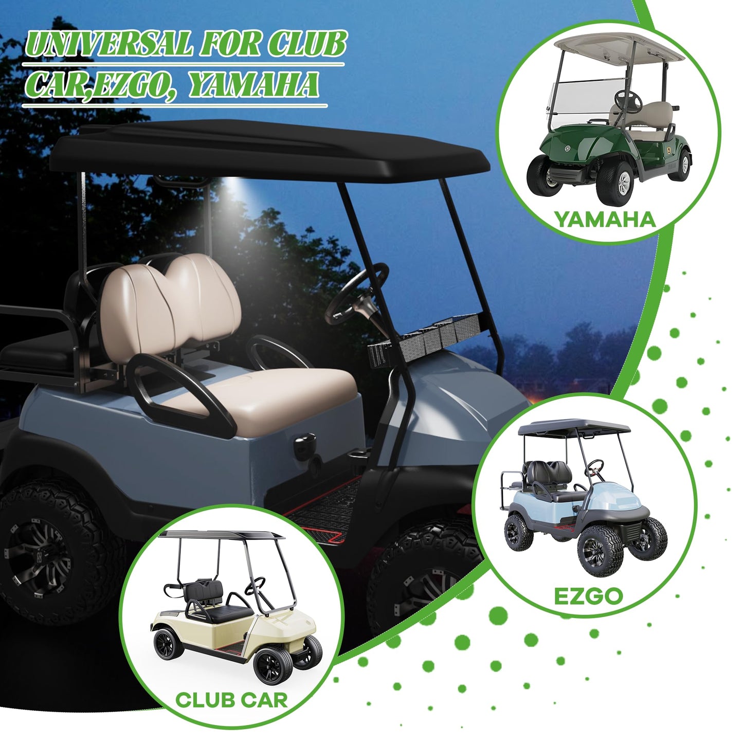 10L0L 2 Pack Universal Golf Cart Dome Light, USB Rechargeable Touch L E D Roof Light for EZGO Club Car Yamaha UTV, Wireless Stick-On Interior Lighting, White