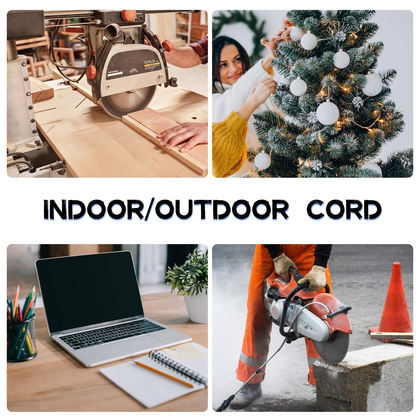 HeyYance Heavy Duty Outdoor Extension Cord Waterproof - 15 Ft Extension Cords with 3 Prong Grounded Plug, 16/3 SJTW 13A 1625W Black Extension Cable for Lawn, Garden, Appliances, Lights