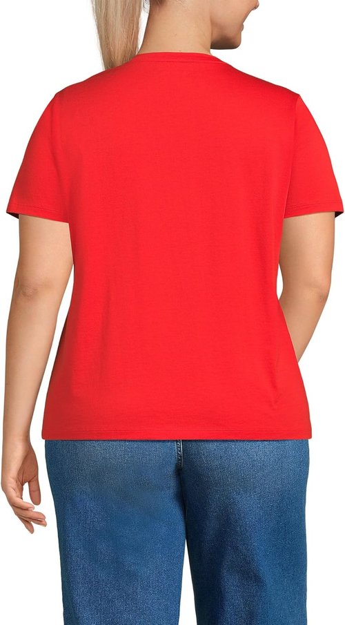 Lands' End Supima Cotton V-Neck T-Shirt - Women's Relaxed Fit | American-Grown Quality