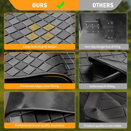 RIZINKART Golf Cart Floor Mat,Upgraded Non-Slip Full Coverage Liner Fits EZGO TXT (1994-2023), Express S4 (2012-2020), Valor, Workhorse Models - 1/3'' Thick Durable Rubber Mats Easy Clean Black Trim