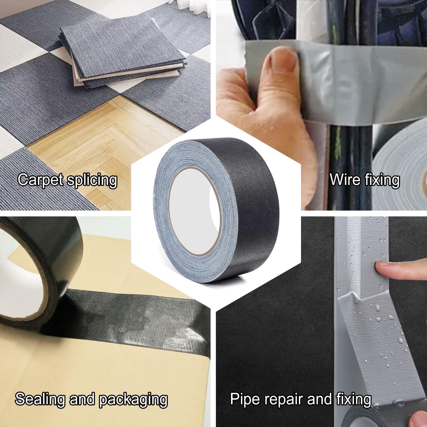 SIKEDEPRO 5-Pack Black Heavy Duty Duct Tape， 2 inches x 30 Yards Duct Tape,Strong, ducttape, Flexible, No Residue, Waterproof High Strength,All-Weather and Tear by Hand - Bulk Value for Repairs