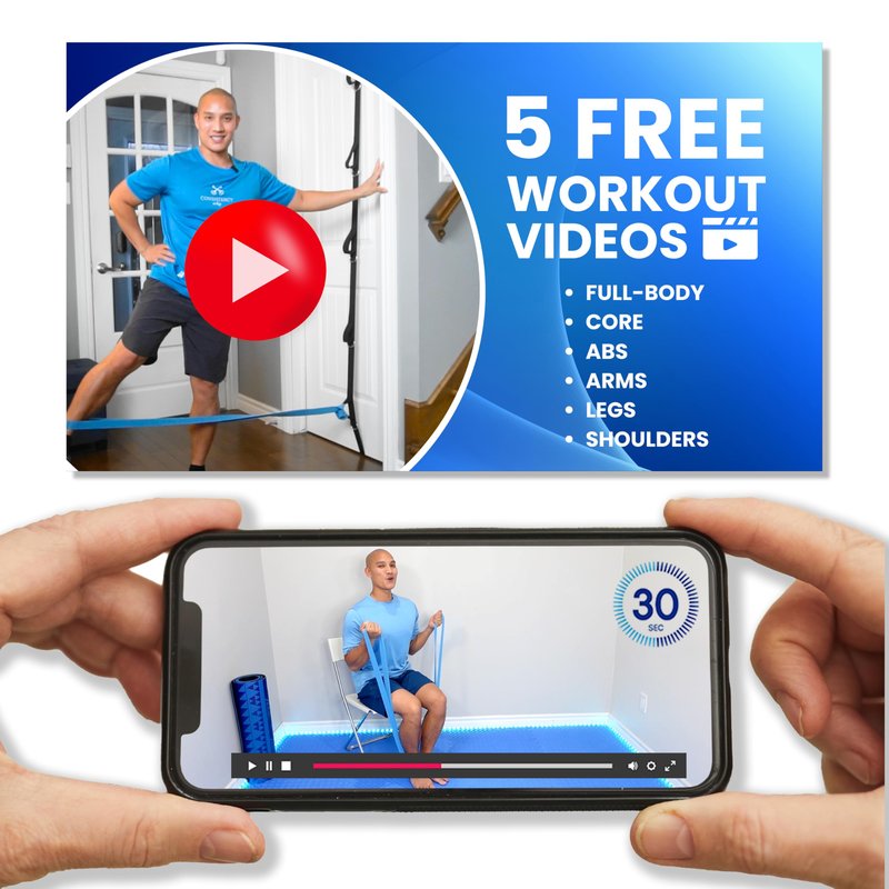 Beginner Bands Set of 6 by Justin Agustin – Specifically Designed for Total Beginners – Gentle Exercise Bands for Seniors & Limited Mobility – Soft Fabric – Home Gym Equipment. Incl. Door Kit & Bag