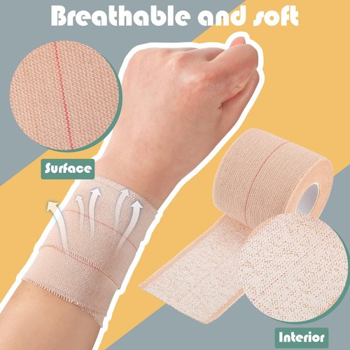 4 Rolls Elastic Tape Adhesive Elastic Tape Self Adhesive Bandage Wrap Flexible Stretch Bandages for Sports Ankle, Knee and Wrist Animal Pets, 5 Yard