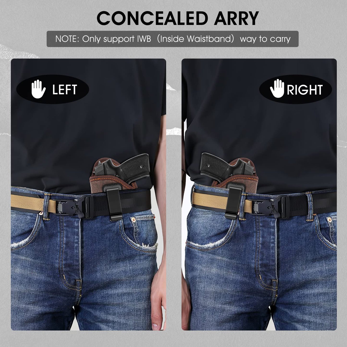 2 Pack IWB Holster with Laser Sight, Concealed Carry Gun Holster for Men, ECO Leather Concealment Inside Waistband Holsters Fits Most Compact 9/40/45 & Laser Attachment