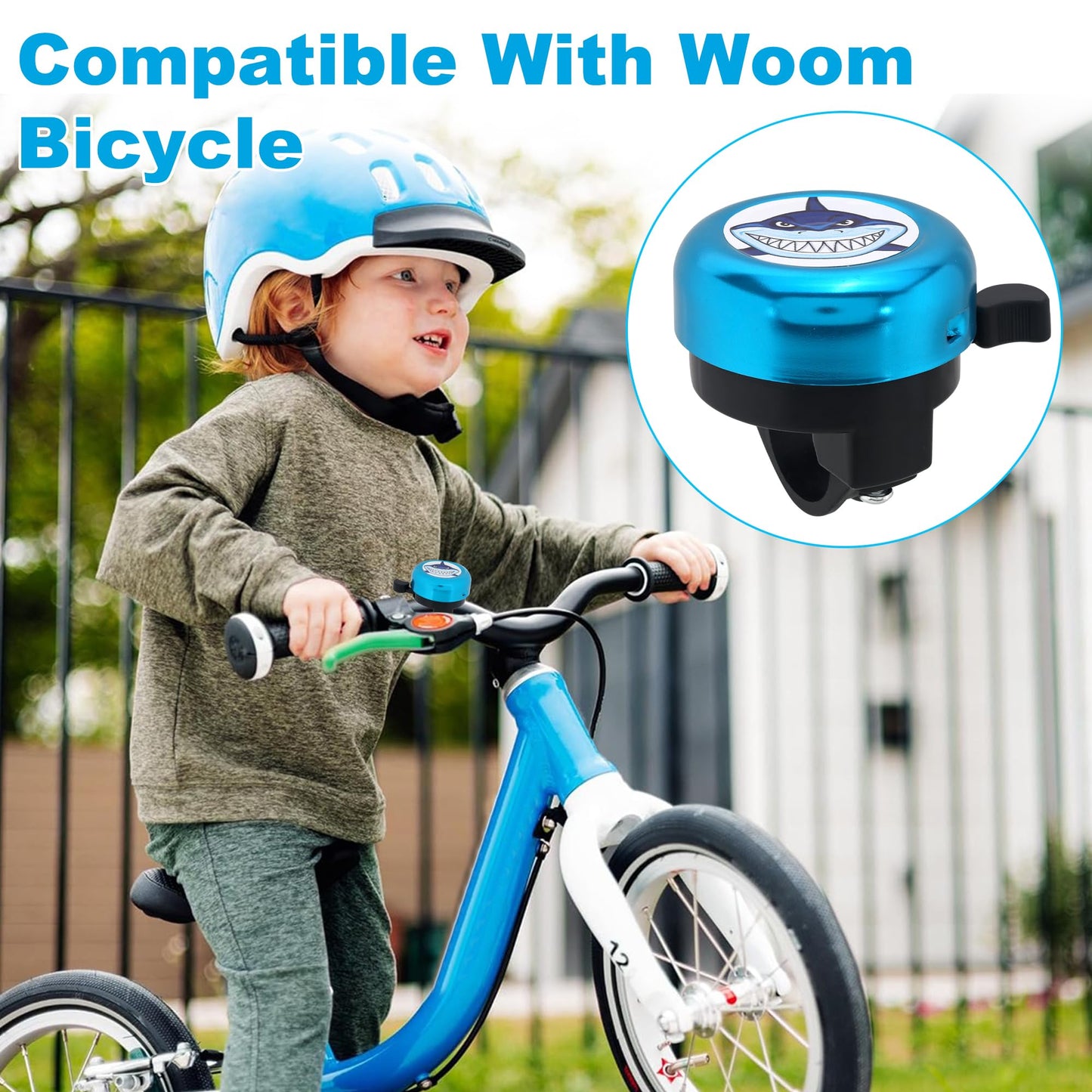 Bike Bell Compatible with Woom-Aluminum,Loud Crisp Clear Sound,6cm / 2.36in Diameter,1 Pack(Blue)