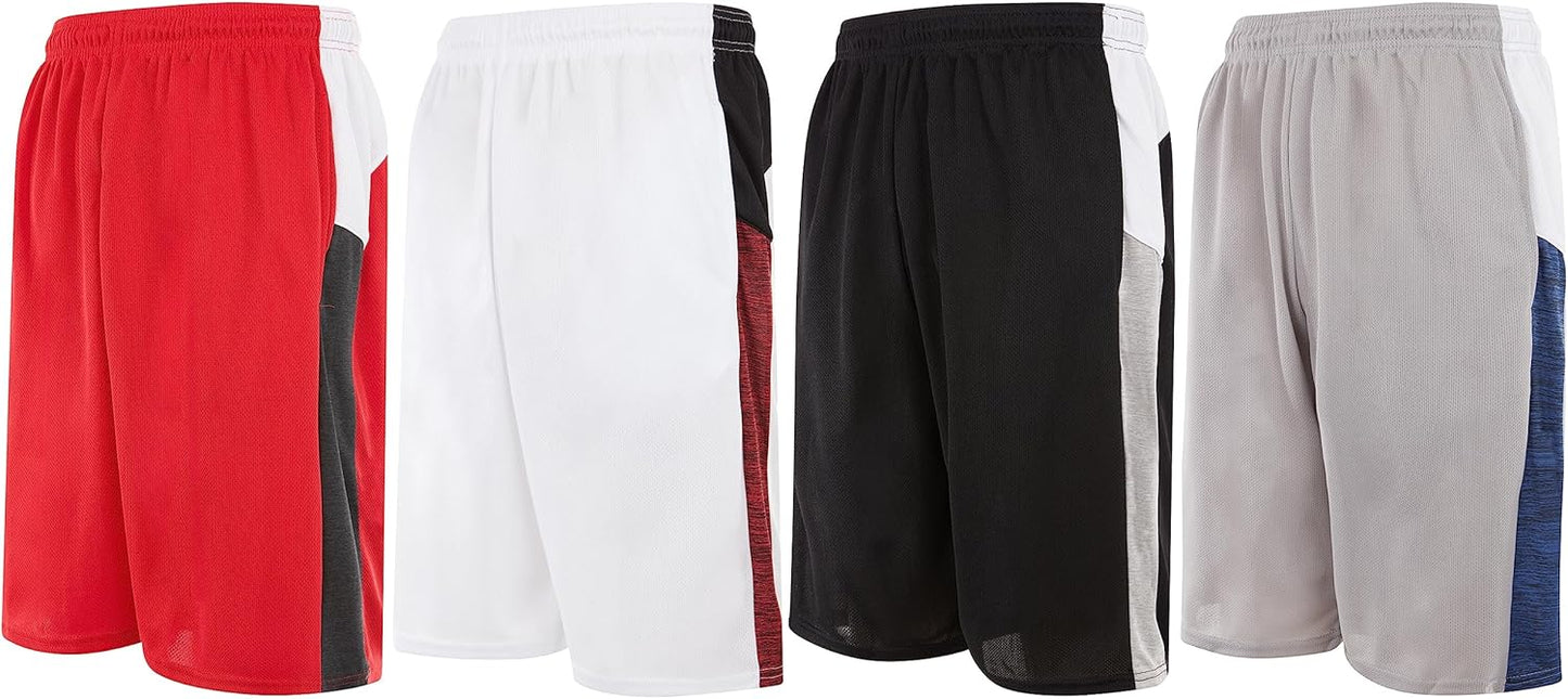 Skiennix Men's Basketball Shorts - Active Performance Gym Shorts with Pockets | 4-Pack Set