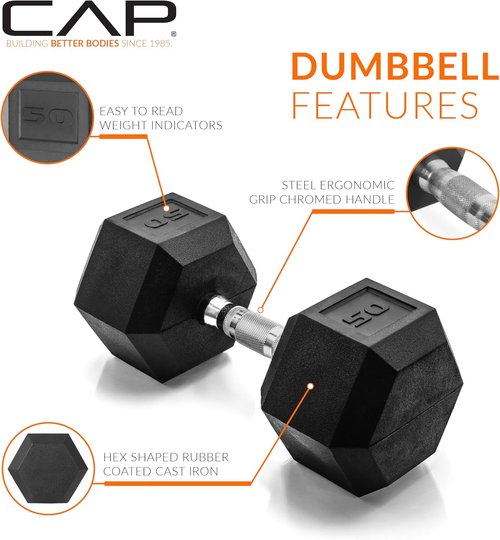 CAP Barbell Coated Dumbbells - Versatile Weight Options in Pairs & Sets for Home Workouts
