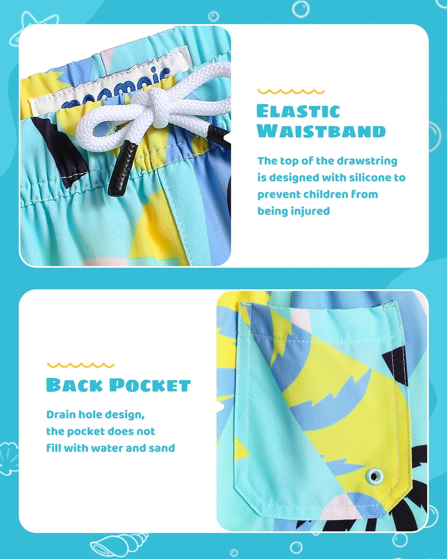maamgic Boys Swim Trunks with Compression Liner Toddler Stretch Swim Shorts Quick Dry Swimming Trunks Boxer Brief 2 in 1 Beach Shorts Egg Yolk Coconut 7