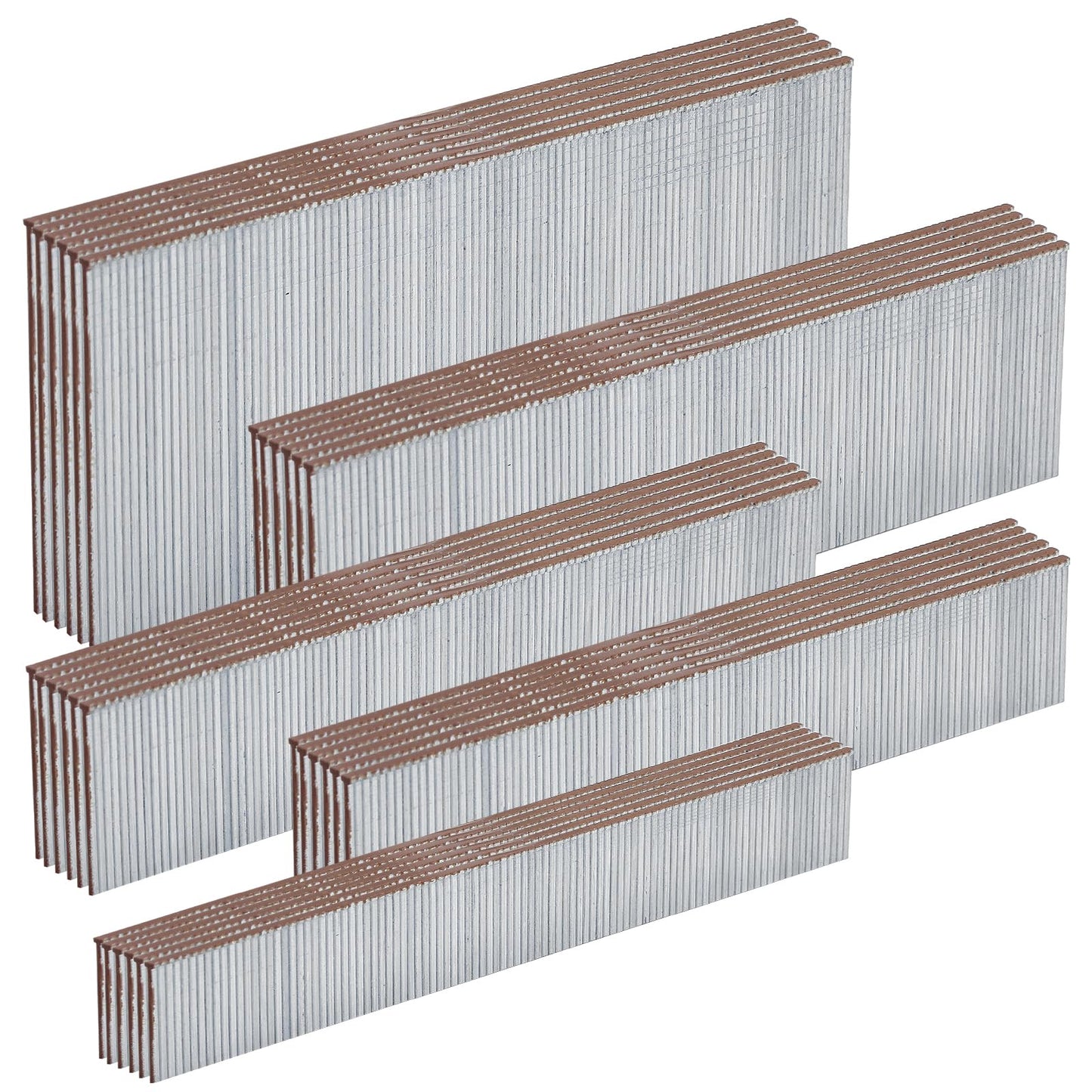 SITLDY 18 Gauge Galvanized Brad Nails Brown T-head 5 Sizes 1500-Pack (5/8"+3/4"+1"+1-1/4"+2"),300 per size, Assorted Size Project Pack, for Pneumatic, Electric 18GA Brad Nailer Gun