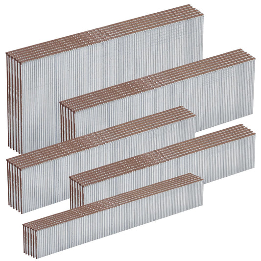 SITLDY 18 Gauge Galvanized Brad Nails Brown T-head 5 Sizes 1500-Pack (5/8"+3/4"+1"+1-1/4"+2"),300 per size, Assorted Size Project Pack, for Pneumatic, Electric 18GA Brad Nailer Gun