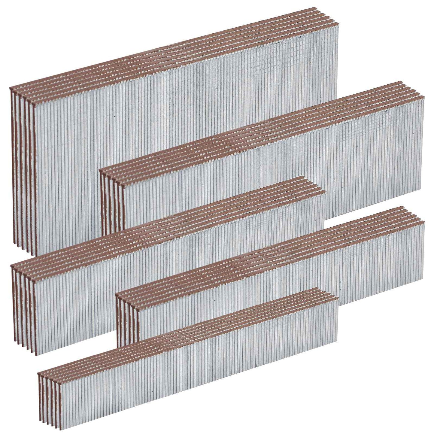 SITLDY 18 Gauge Galvanized Brad Nails Brown T-head 5 Sizes 5000-Pack (5/8"+3/4"+1"+1-1/4"+2"),1000 per size, Assorted Size Project Pack, for Pneumatic, Electric 18GA Brad Nailer Gun