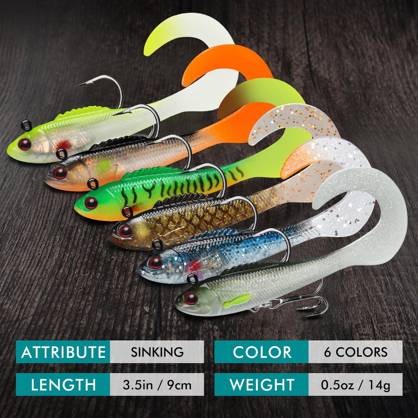 TRUSCEND Fishing Lures for Bass Trout, Jighead Lure Durable Soft Swimbait, Well-Made Lifelike Swim Baits, Jigging Lure for Bass Crippie Trout Walleye, Fishing Gear Gifts for Men