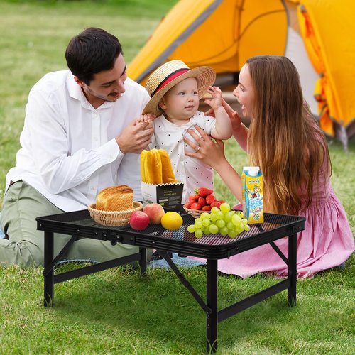 jkwokback Grill Table Camping Table Portable Folding Table,Height Adjustable Collapsible with Mesh Desktop,Lightweight Metal Table for Camp, BBQ, Picnic, RV, Outdoor Cooking, Travel