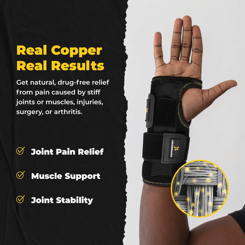 CopperJoint Wrist Brace for Carpal Tunnel - Wrist Support & Hand Brace for Sprains, Injuries, Post-Op Care - Tendonitis Wrist Brace - Copper Infused for Faster Healing & Support - Left