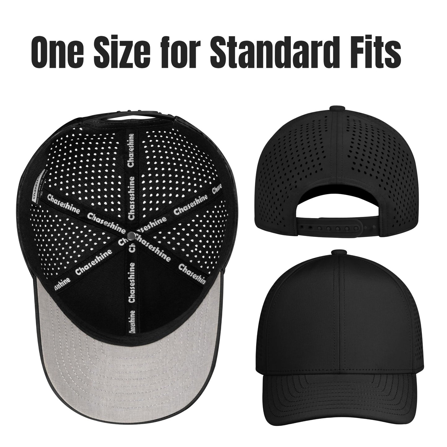 Chaseshine Performance Snapback Hats for Men Women,7 6 Panel Baseball Cap,Golf,Running,Workout