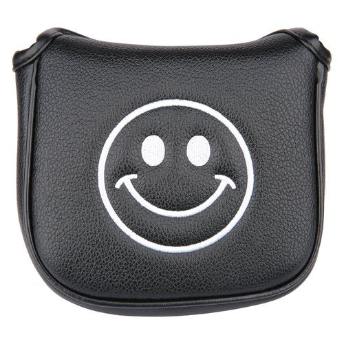 Golf Club Square Mallet Putter Head Cover Soft Leather with Embroidery Magnetic Closure (Black)