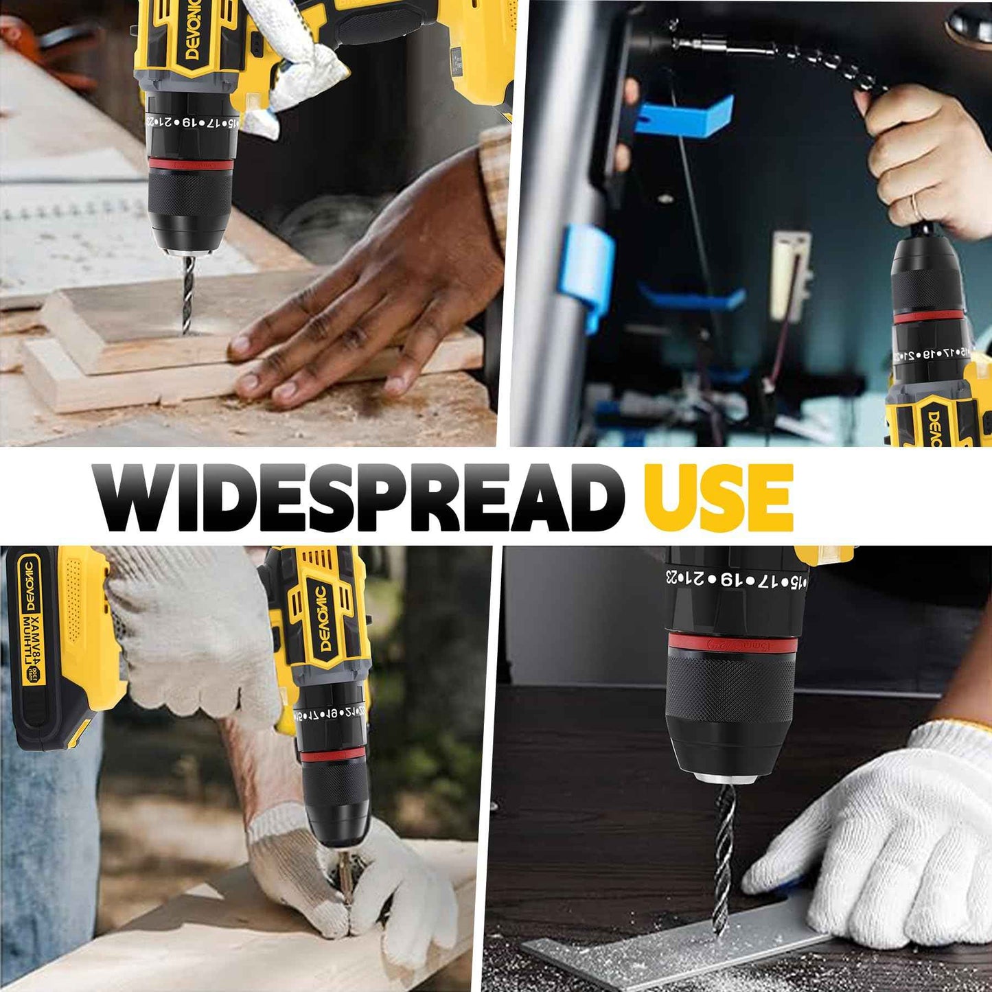 DEVONIC 21V Brushless Cordless Drill, 2 Battery and Fast Charger,1/2 Inch Keyless Chuck Torque 450 In-lb,2 Variable Speed 23+3 Clutch with Impact