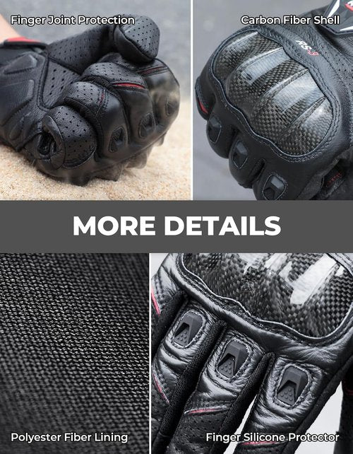 KEMIMOTO Motorcycle Gloves - Sheepskin Leather Protection for Men | Ideal for Motocross, ATV & UTV Riding