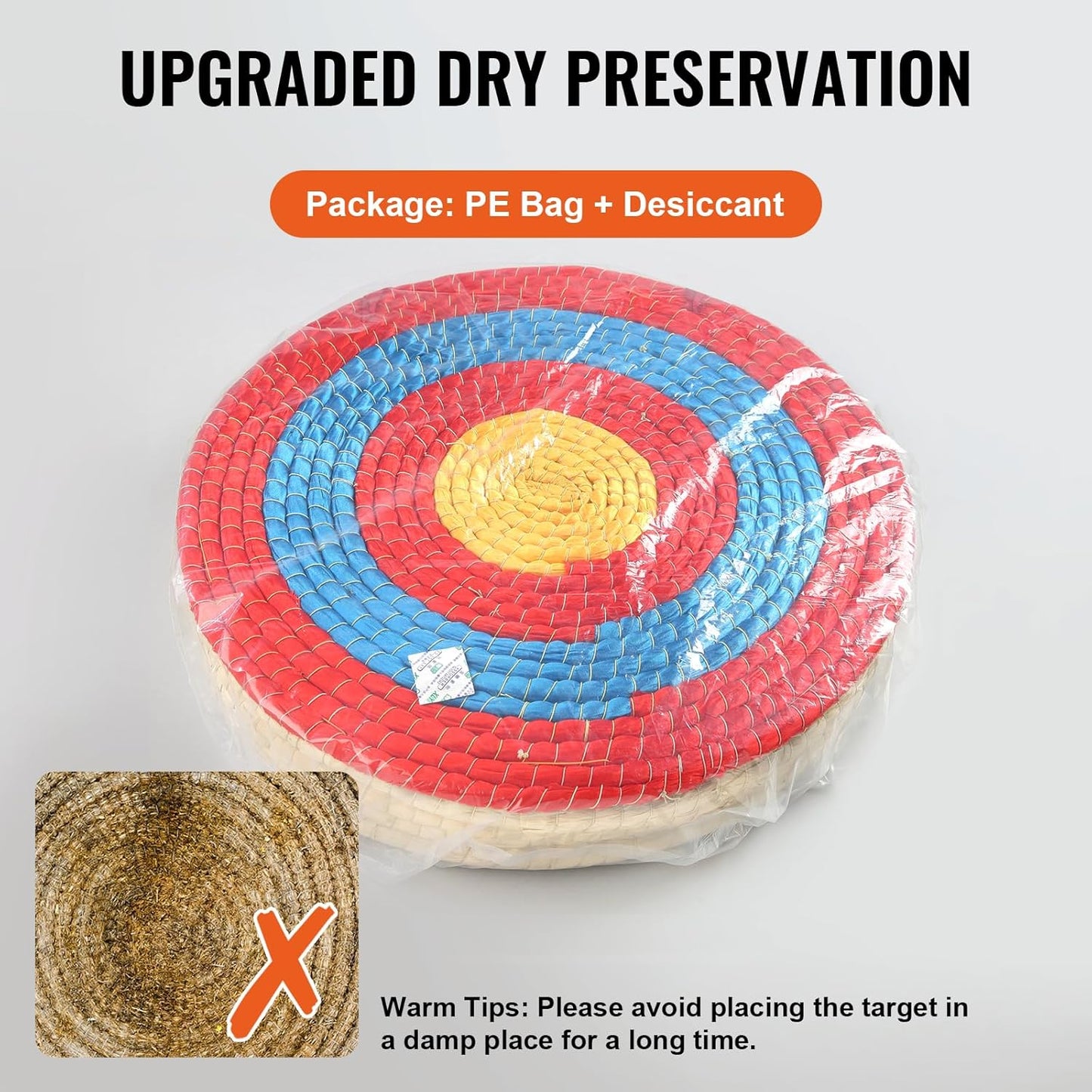 VEVOR 20" Round Straw Archery Target - Durable Traditional Design for Backyard Use, Red