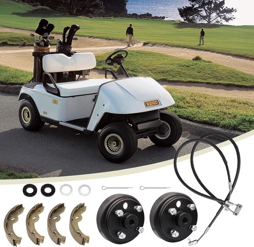 CLUBRALLY Golf Cart Deluxe Brake Maintenance Kit, Brake Drum/Hub, Brake Cables & Brake Shoes, Fits 1996-2008 Electric EZGO TXT, OEM#19186-G1, 70969G03, 70794-G01