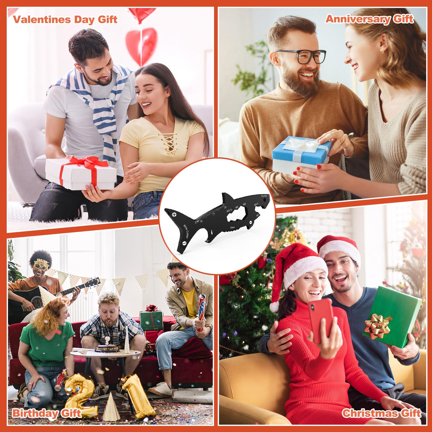 Fun Mens Gifts EDC Multitool - Unique Men Birthday Shark Gift, Novelty Christmas Stocking Stuffer White Elephant Anniversary Father Valentines Present Idea Small Gadget, Cool Secret Santa Gift for Him