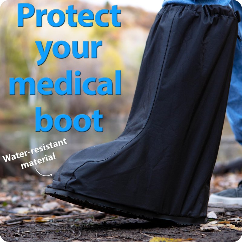 Omeer Water Resistant Walking Boot Cover for Medical & Orthopedic Boots With Anti-Slip, Heavy Duty Sole, Rain & Snow Resistant Medical Boot Protection (Large)