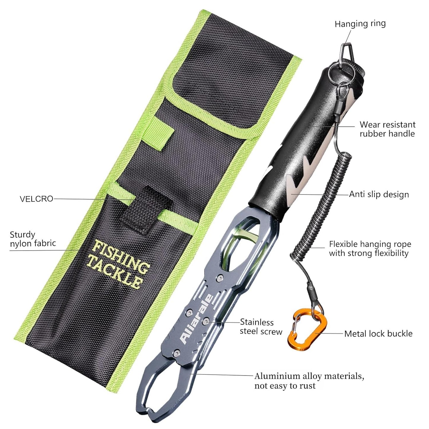 Skiennix Fish Lip Gripper - Professional 40 lb Fish Holder with Weight Scale & 360° Rotation