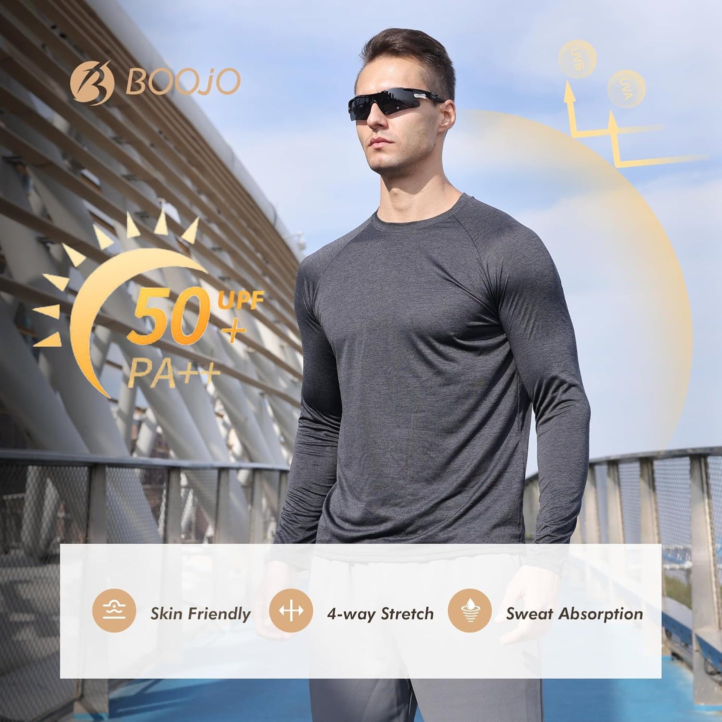 Skiennix Long Sleeve Shirts for Men - Quick Dry Moisture-Wicking Sun Protection | 4 Pack Athletic T-Shirts