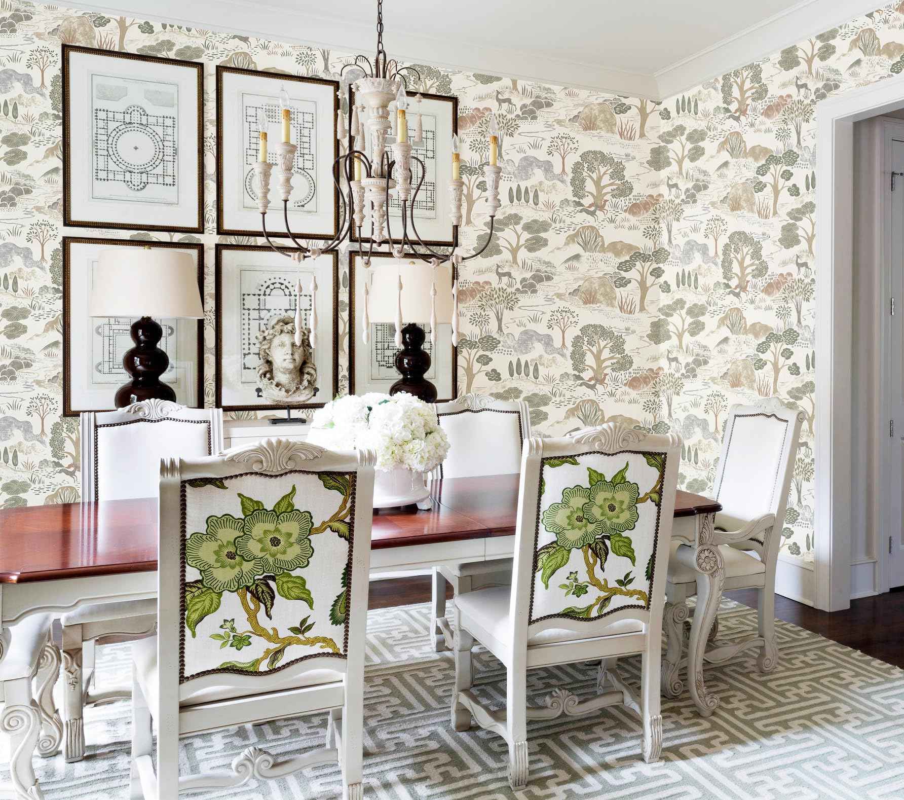 Erfoni 16.9"x197" Boho Forest Peel and Stick Wallpaper Green/Brown/White Contact Paper Forest Self Adhsive Peel and Stick Contact Paper DIY Removable Wallpaper for Bedroom Kids Nursery Decor