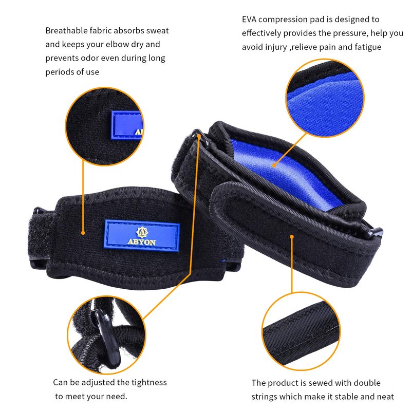 ABYON 3 Pack Professional Medical Grade Elbow Brace - Elbow Compression Sleeve (1pcs)+Tennis Elbow Brace (2pcs),Elbow Support Gear for Sports or Daily Use to Reduce Elbow Pain and Tendonitis | Tennis Elbow | Golfer's Elbow | Arthritis for Men and Women