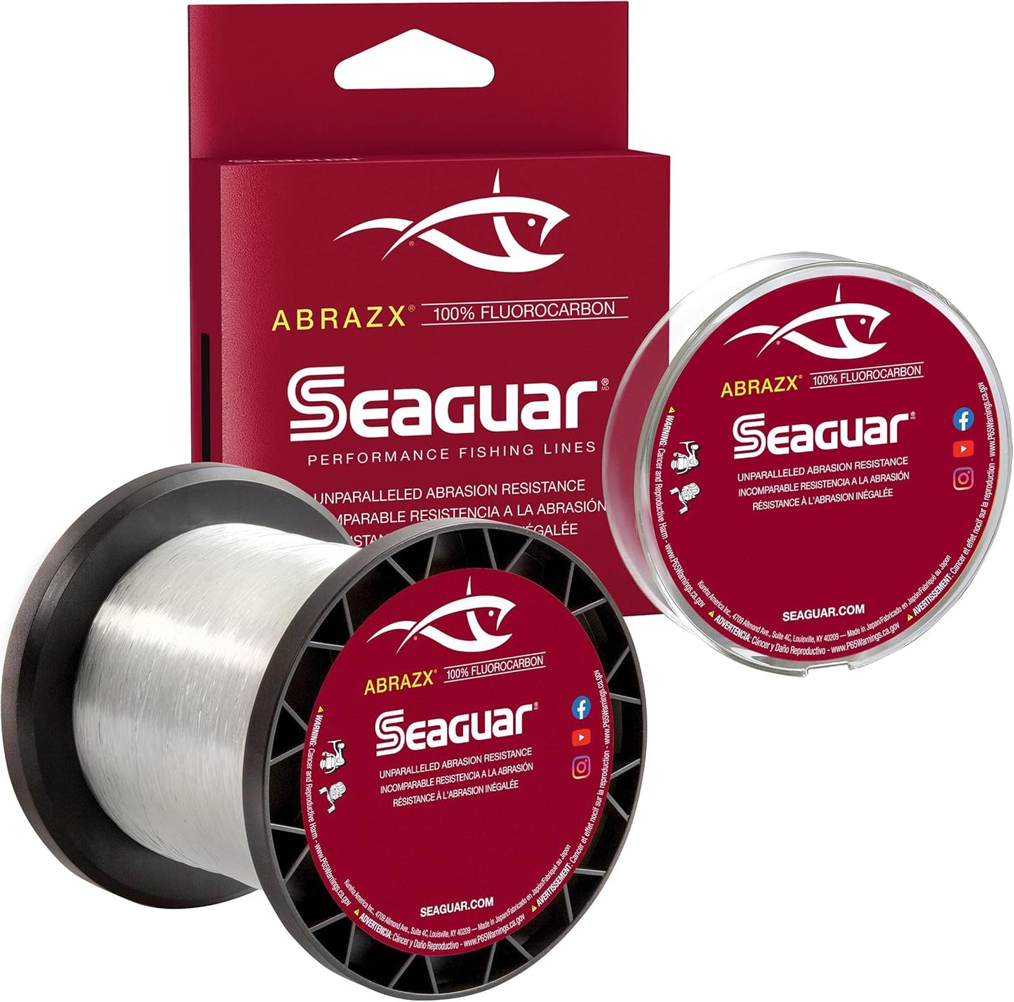Seaguar AbrazX Fluorocarbon Fishing Line - Abrasion Resistant for Freshwater | Ideal for Docks, Rocks, Weeds