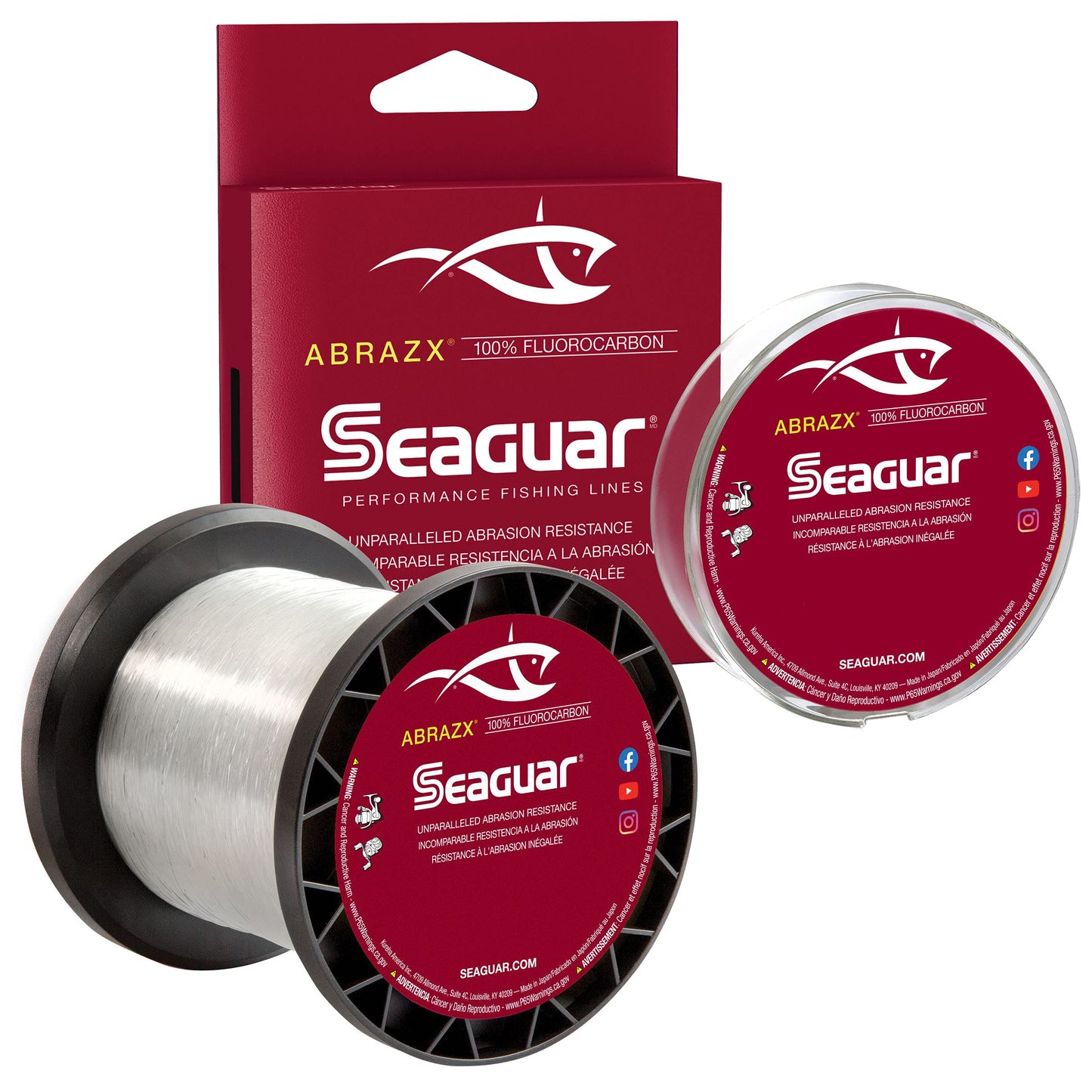 Seaguar AbrazX 100% Fluorocarbon Fishing Line 15lbs, 1000yds Break Strength/Length - 15AX1000
