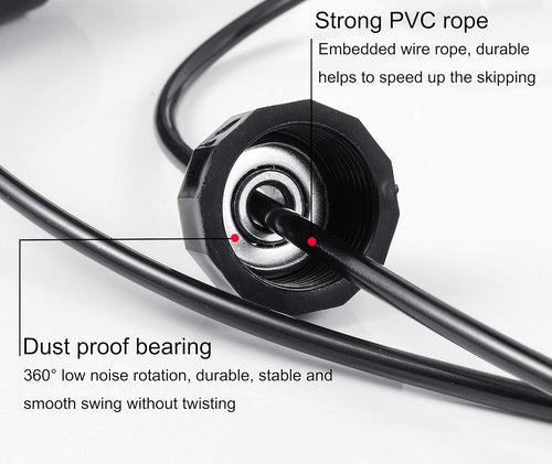 BOOMIBOO Adjustable Jump Rope - Tangle-Free Skipping Rope with Ball Bearings for All Ages | Home & Gym Use