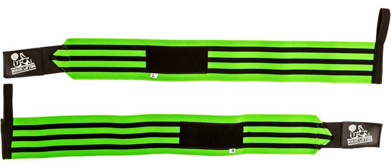 Wrist Wraps Super Heavy Duty (1 Pair/2 Wraps) 24" Support for Weight Lifting | Powerlifting | Gym | Cross Training - Weightlifting Thumb Loop - Men & Women - by Nordic Lifting -(Green)-1 Year Warranty