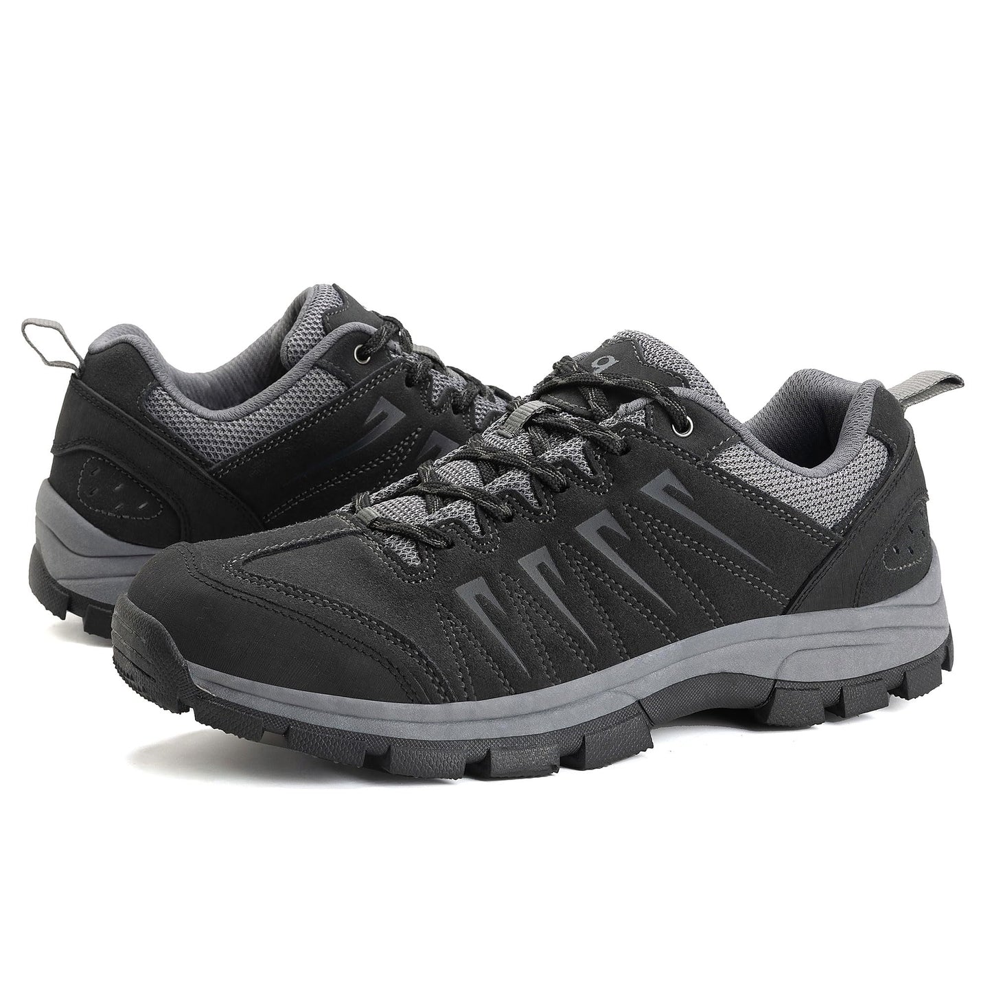 OL OUTJET LEGEND Men's Waterproof Hiking Shoes Leather Comfortable Lightweight Anti-Slip Outdoor Walking Work Sneakers Black