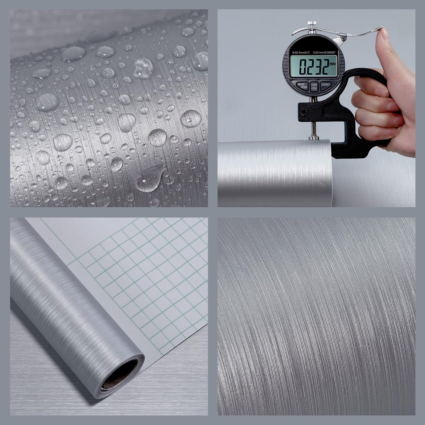 wishFIRE Silver Peel and Stick Wallpaper 15.7"×118" Metallic Textured Contact Paper Modern Waterproof Wall Paper Removable Self Adhesive Vinyl DIY Decor Wallpaper for Bedroom Kitchen Cabinets Fridge